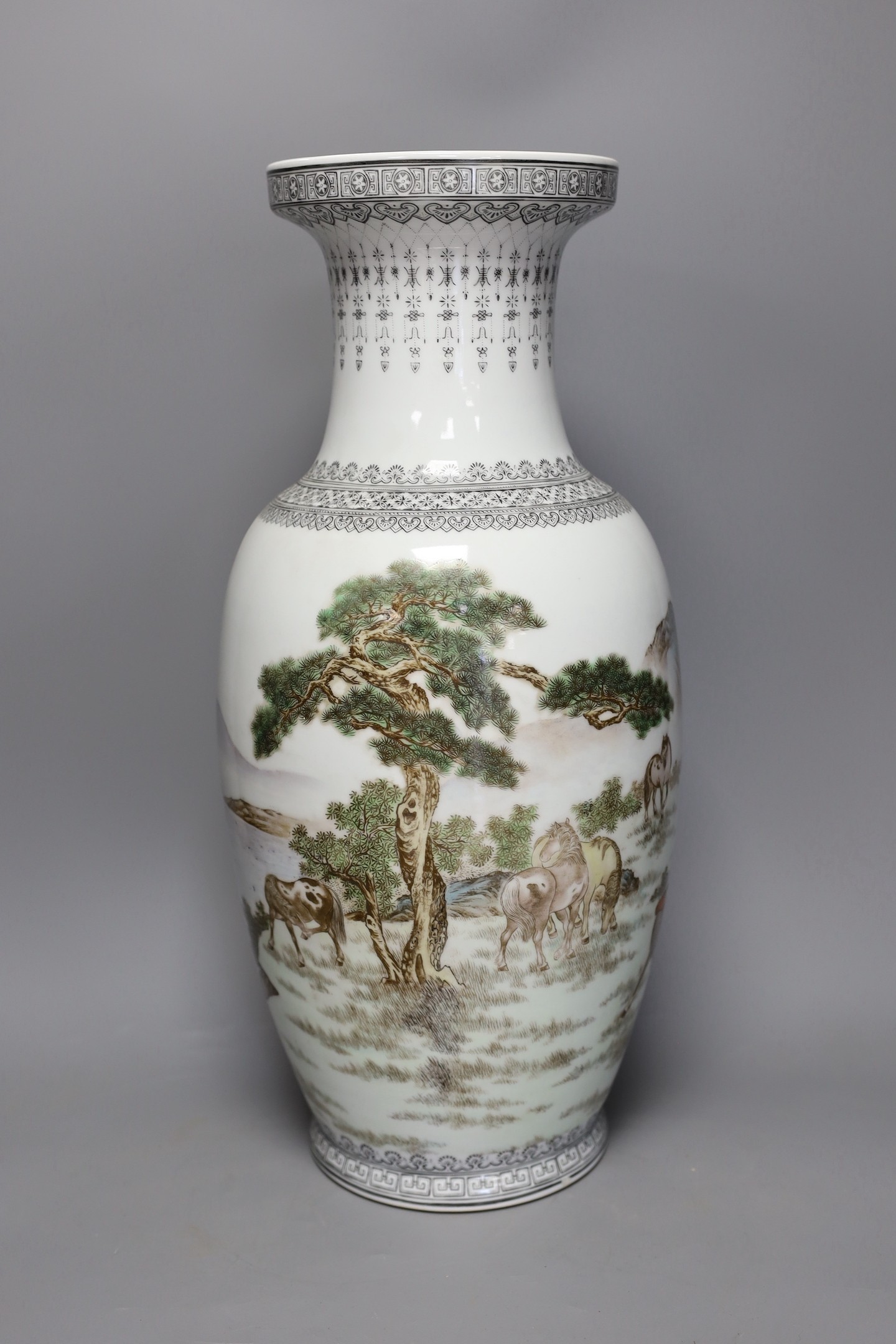 A Chinese baluster ‘eight horses’ vase, 47 cms high